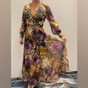 Vibrant Long Sleeve Maxi Dress